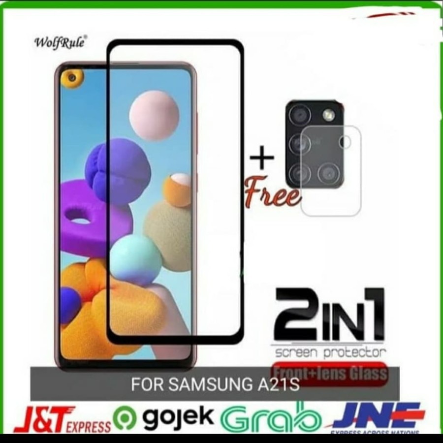Tempered Glass 9D SAMSUNG A21S + Tg Lensa Camera 2in1