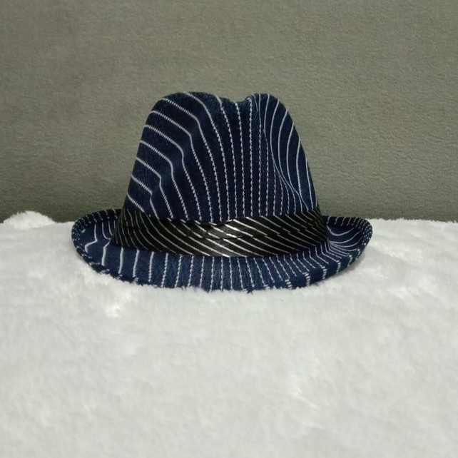 Topi Koboy Fedora Jazz Vintage Motif Salur Murah