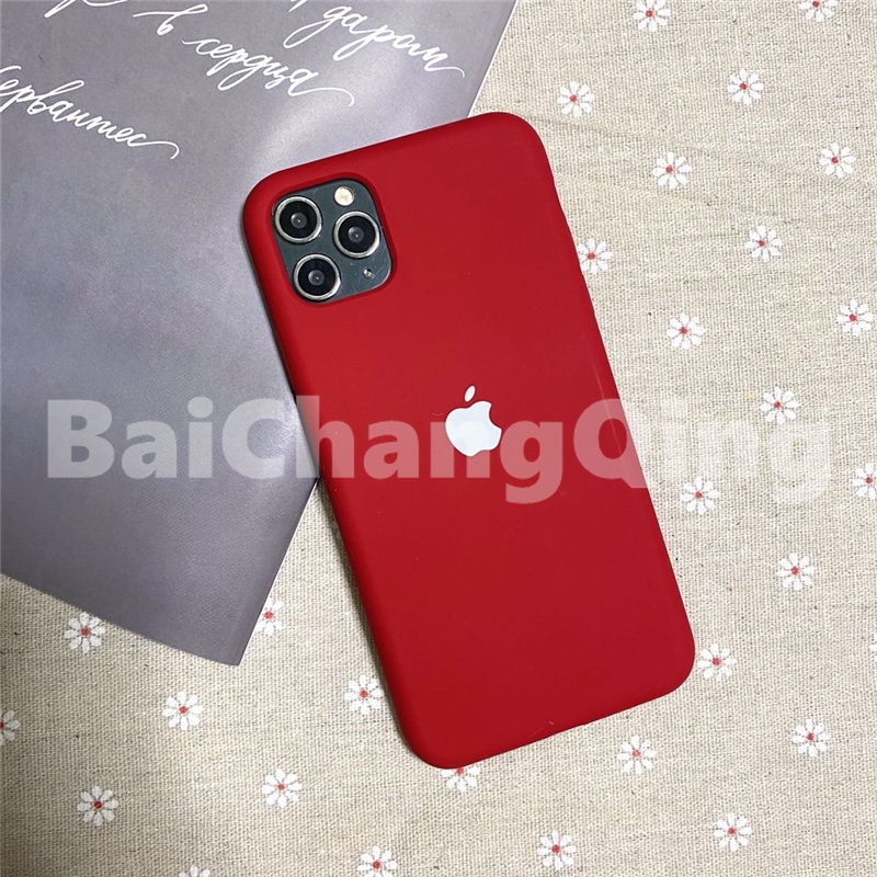 Casing Bahan Silikon Warna Oranye/Merah Mawar Untuk Iphone Xs Max Xr 6 7 8 Plus 11 Pro Max