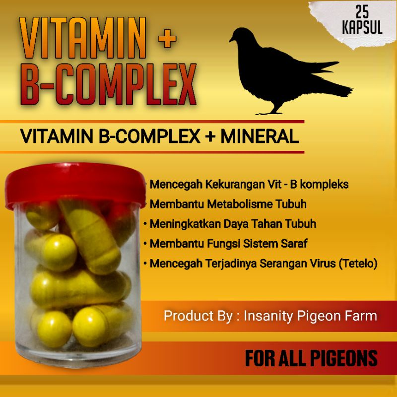 b-complex vitamin untuk merpati isi 10 kapsul
