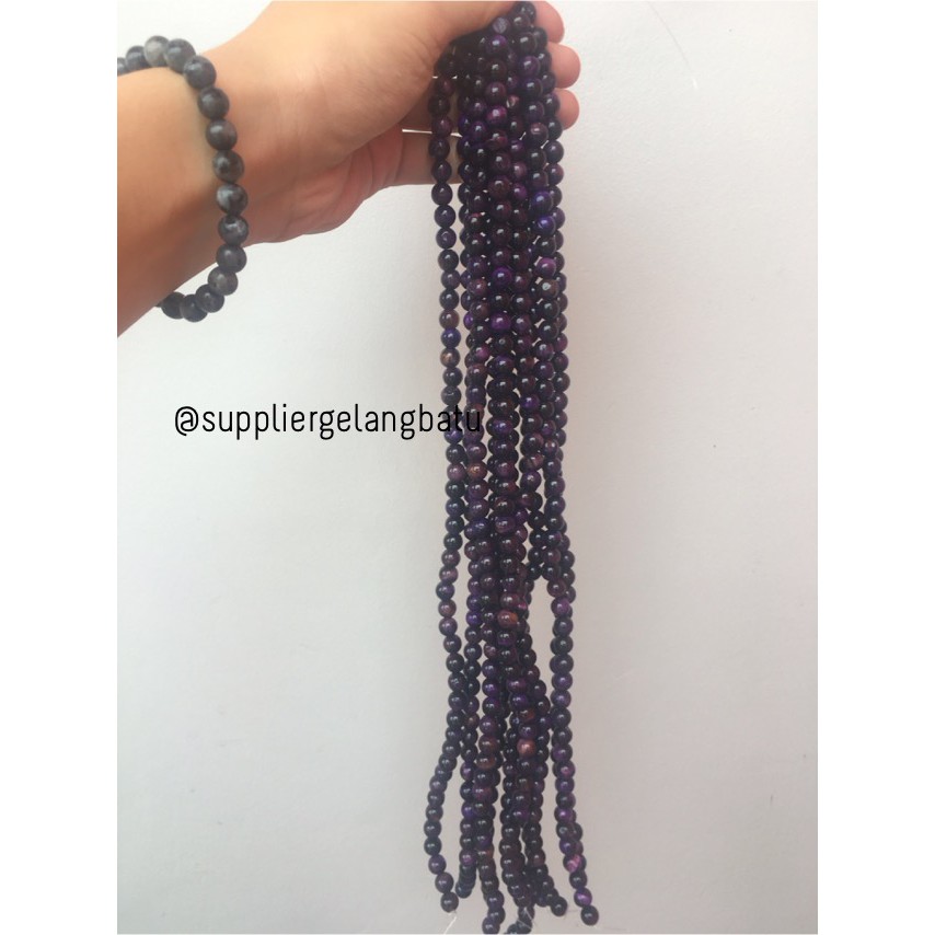 supplier purple tiger eye ungu 8mm natural bongkah batu biduri sepah motif serat aksesoris fashion