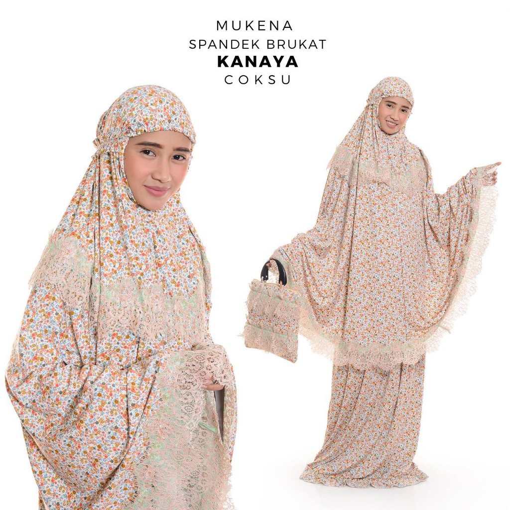 Mukena mukenah Dewasa shalat Sholat adem mewah polos dan motif Spandek Brukat Kanaya