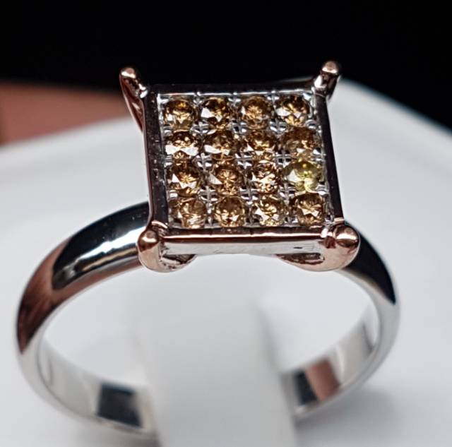 C729 Cincin fashion intan berlian diamond asli original 16 pcs ring perak no 13 atau 6 murah