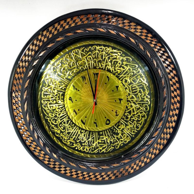 JAM DINDING KALIGRAFI KAYU JATI UKIR