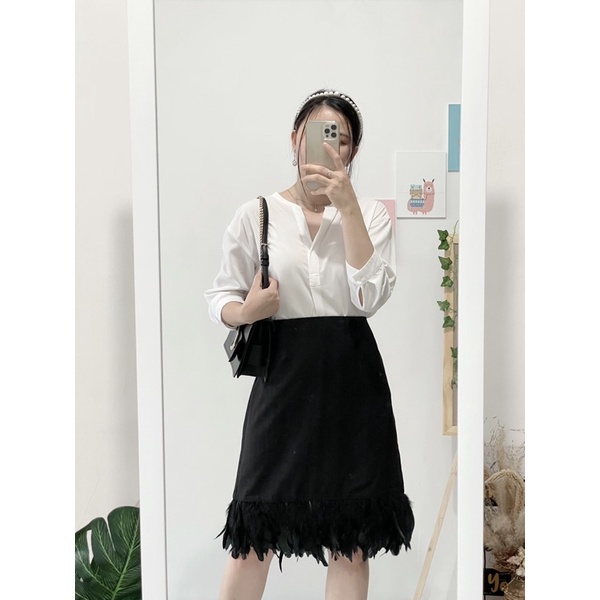 Holicca Skirt (Branded, NM Feather Trim Skirt)