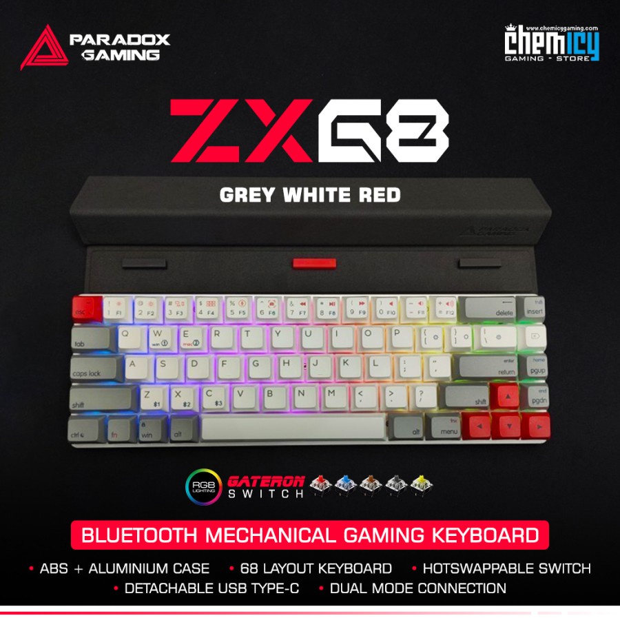 Paradox Gaming ZX68 GWR Hotswap Bluetooth Gaming Keyboard