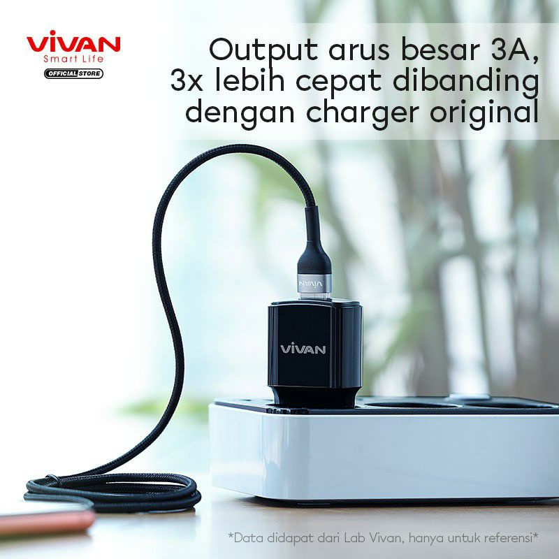 Charger Vivan Power Oval 3.0 Free Kabel Data Type C ORIGINAL