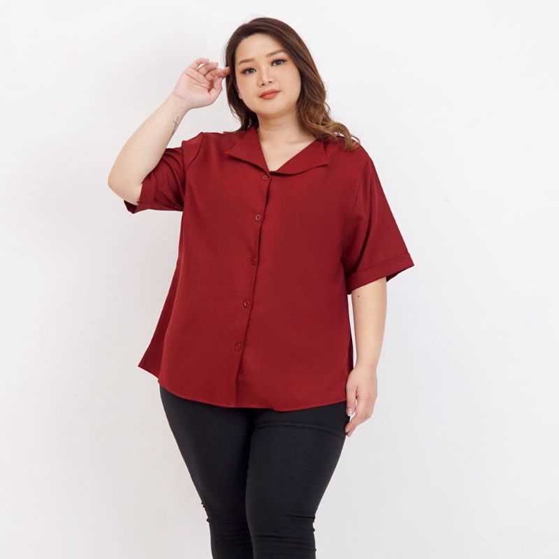 Baju Atasan Kemeja wanita Jumbo Lengan pendek Crop Top polos Terbaru