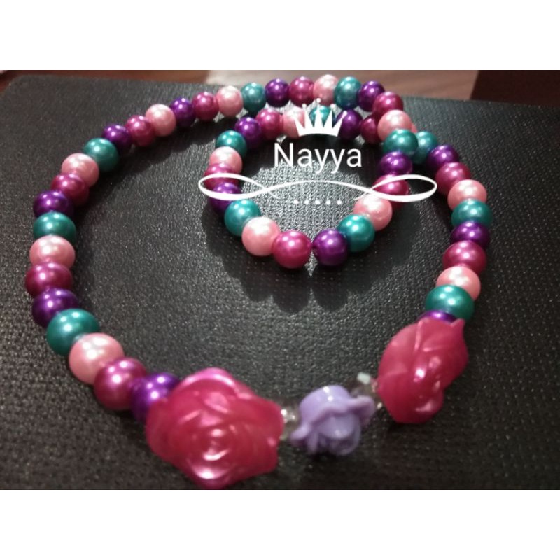 kalung imitasi anak perempuan mutiara sintetis mix mawar