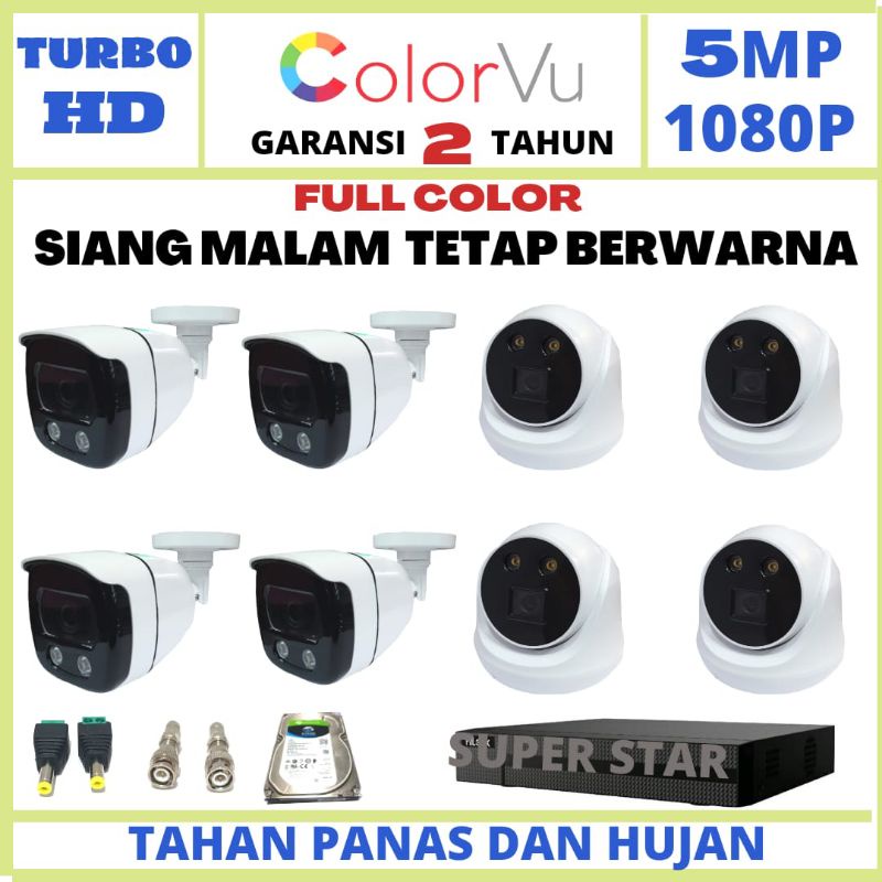 PAKET CCTV COLOR VU 16 CHANNEL 8 KAMERA LENSA 5 MP 1080P IR SONY TURBO HD