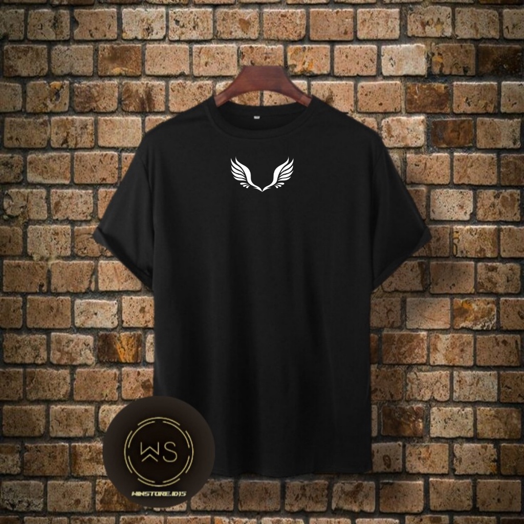 Kaos unisex SAYAP garis katun combed 30s / sablon polyflex / kaos plesetan / baju kekinian / pakaian