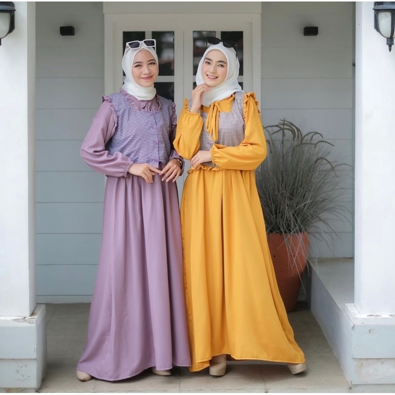 Kikan Dress 2 in 1 Wanita Kekinian Bahan Shakila Lembut Ukuran L