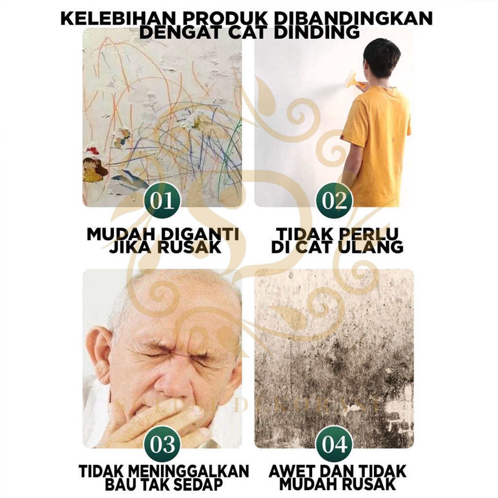 Solusi Dekorasi - Wallpaper Foam Linen Roll - Walpaper Dinding Kamar Tidur - Wallpaper Dinding Kelas Atas - Linen Garis Bunga Pink