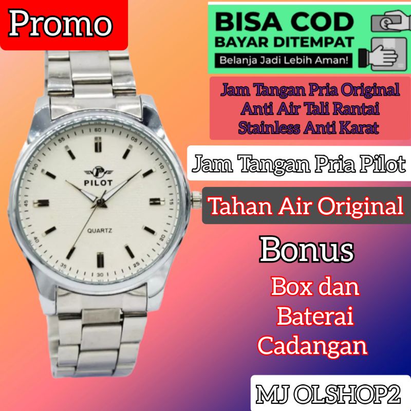 Jam Tangan Pria Anti Air/Jam Tangan Pilot pria Tali Rantai Stainless