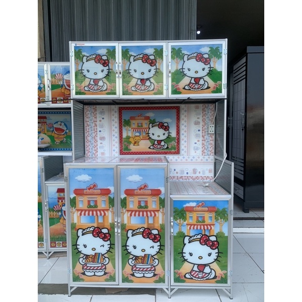 rak piring hello kitty doraemon rak piring karakter rak sayur pintu 3