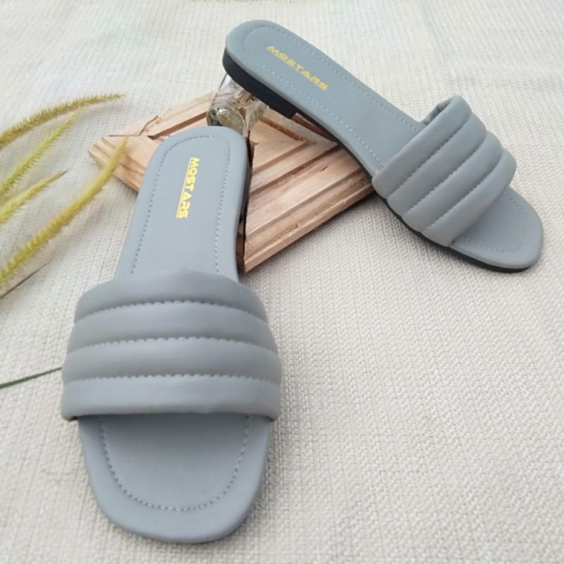 mqstars Sandal Flat WanitaTeplek Sendal Slop Empuk Gemoy Terbaru