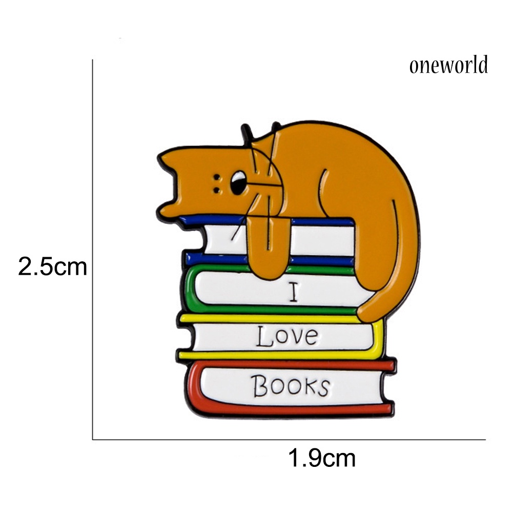 OW@ I Love Books Unisex Cartoon Cats Enamel Brooch Pin Bag Lapel Badge Accessory