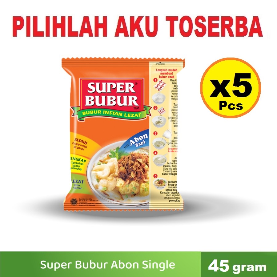 Super Bubur Rasa Abon Sapi @45 Gr - (HARGA PAKET ISI 5 Pcs)