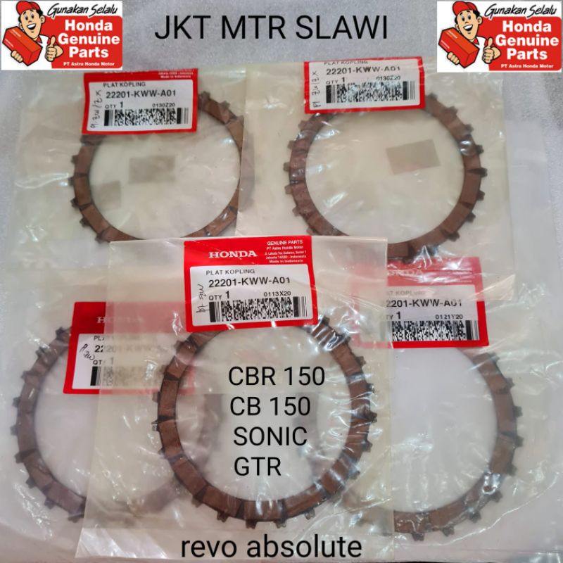 kampas kopling 1set kode kww-A01 new cbr 150 new cb 150r new sonic supra  gtr ori honda ahm