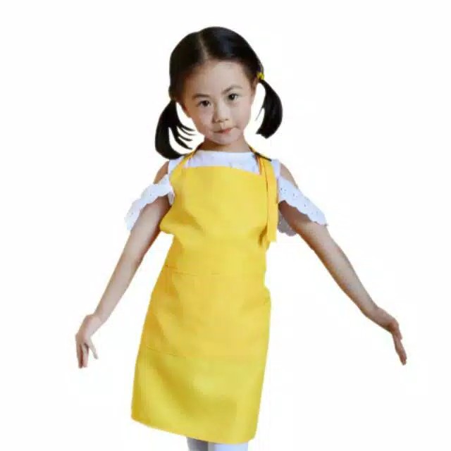 Apron Anak Celemek Kids Celemek Drill Polos Appron Anak Unisex Laki Perempuan Boy Girl