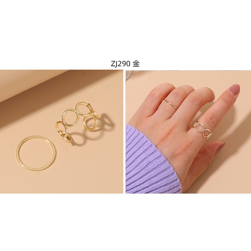 Jepang dan Korea berlian kupu-kupu adjustable set cincin kepribadian sederhana geometris Eropa dan A