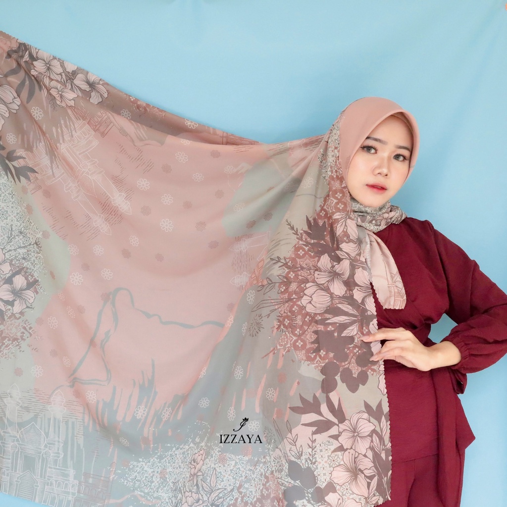 Hijab kerudung segi empat segiempat square Madina Series hijab motif bunga jilbab Motif Lasercut pre