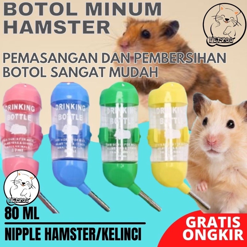 Botol minum hamster 80ml - landak mini sugar glader anak kucing kitten tempat kiten