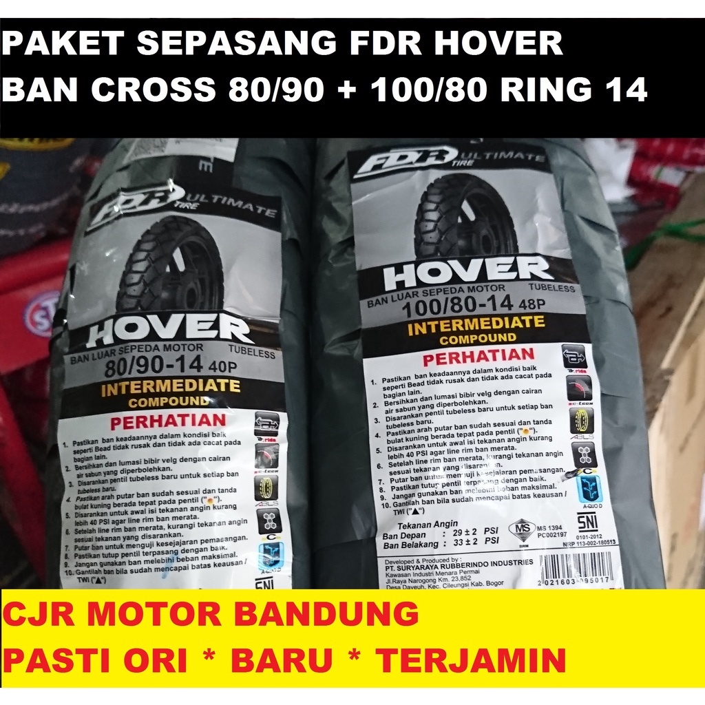 PAKET Ban CROSS FDR HOVER 80 90 & 100 80 ring 14 ban motor matic semi OFF ROAD