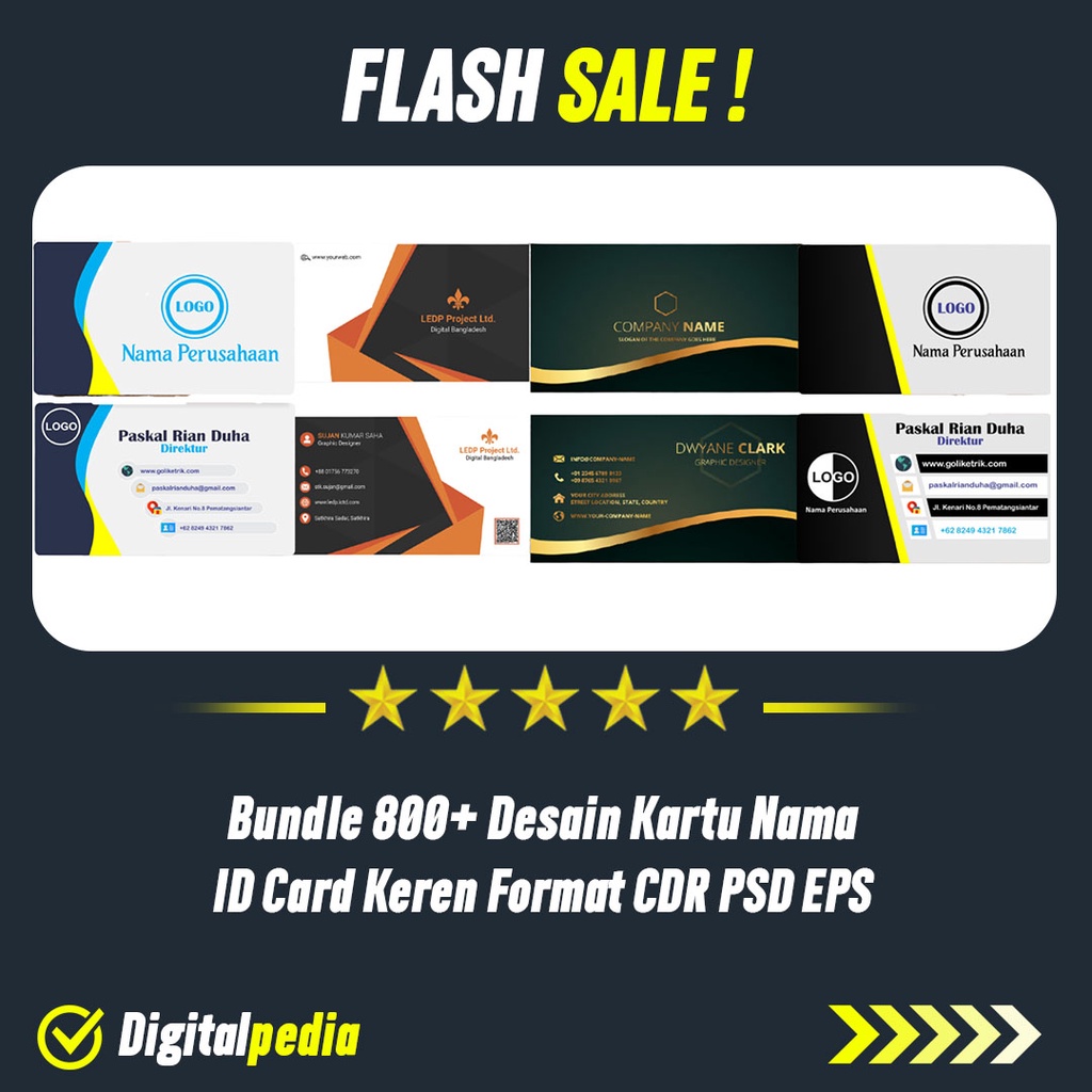 Bundle 800 Template Desain Kartu Nama ID Card Keren Format CDR PSD EPS Design