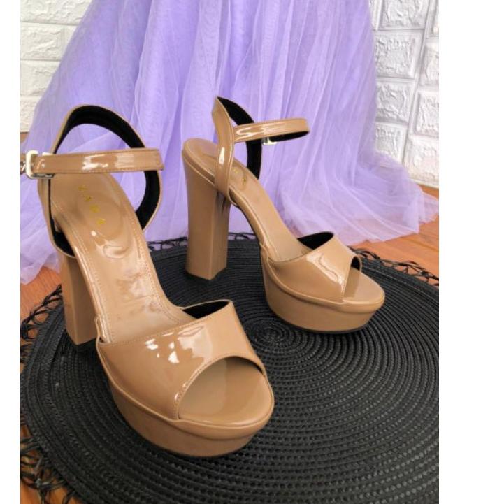 Diskon✔️CHUNKY HEELS ZARA VINTAGE BASIC 23221 GLOSSY 13CM|KD8