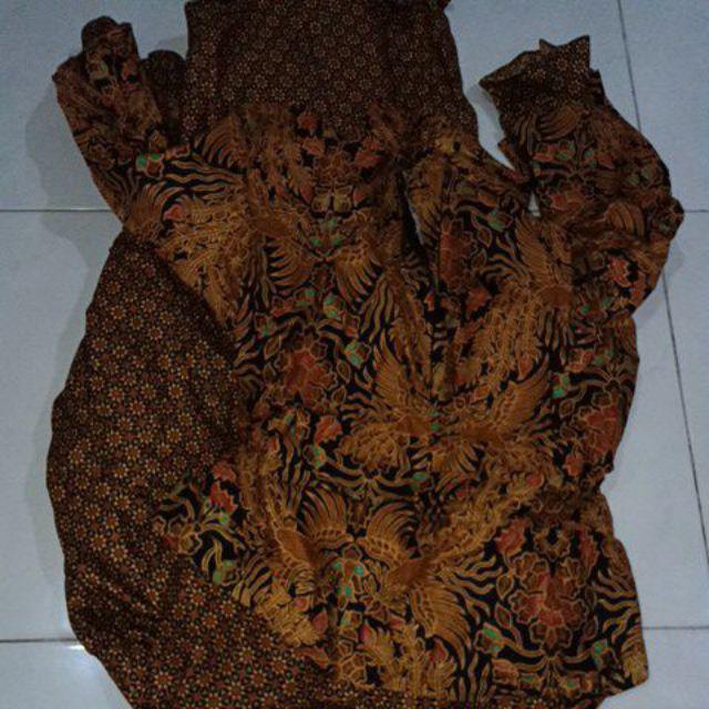 Gamis Peplum Sogan Gamis Batik Longdress Batik Kombinasi Layer Seragaman