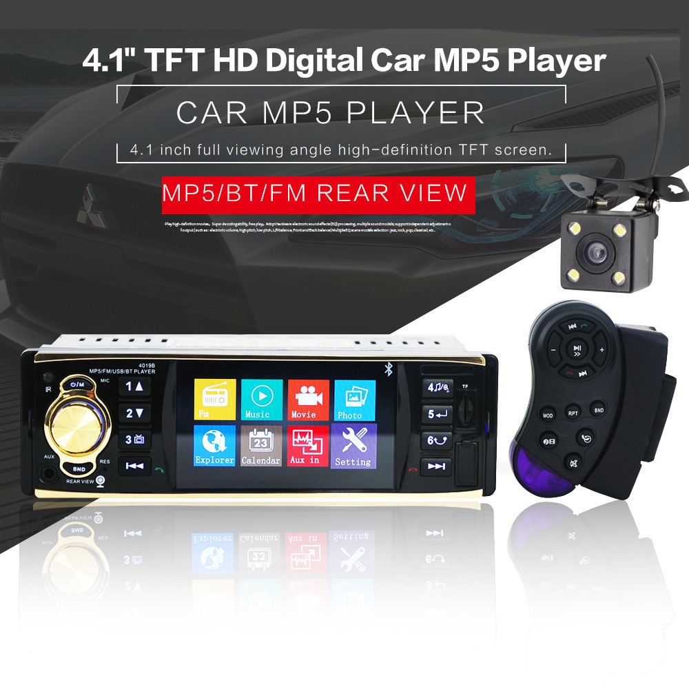 AMPrime Tape Audio Mobil Bluetooth Plus Camera Parkir MP4 Video Player MP3 MP5 Remote Kemudi Radio FM Radio 12V 4.1 Inch Autoradio HD Bluetooth Auto Car Stereo MP3 MP4 Radio FM MP5 Video Player Support AUX Input Support Hands-free Calls