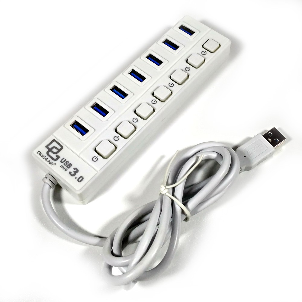 Digigear USB HUB 7 Port Kabel 1.2 meter on/off - USB 3.0