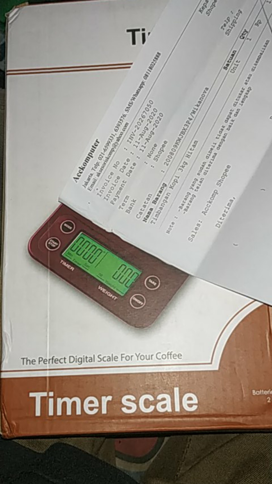 Timbangan Kopi 3 Kg Digital Hitam - Timer Scale 3kg Akurasi 0.1g