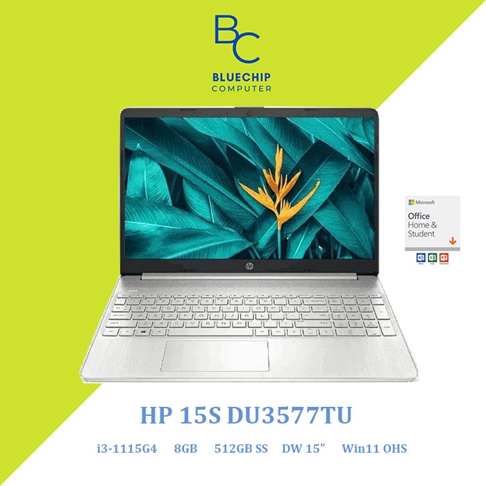 LAPTOP HP 15s DU3577TU - i3-1115G4 8GB 512GB SSDW 15" Win11 OHS