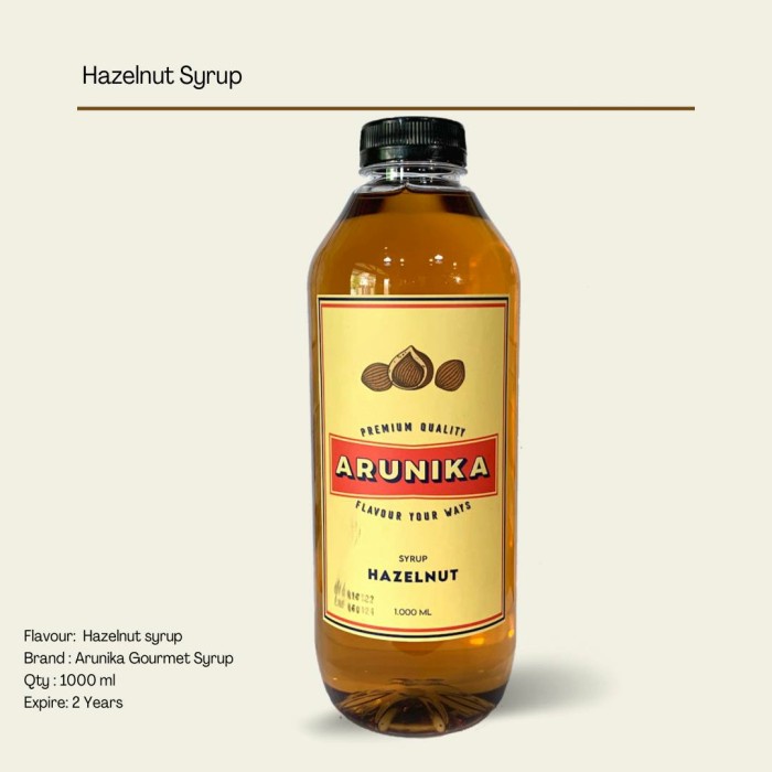 

Arunika Hazelnut Flavour syrup/ sirup Hazelnut 1000ml