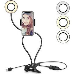 Ring Ligth Mini Tripod dan Ring Ligth Lazypod Jepit Meja 3 Mode Ligth