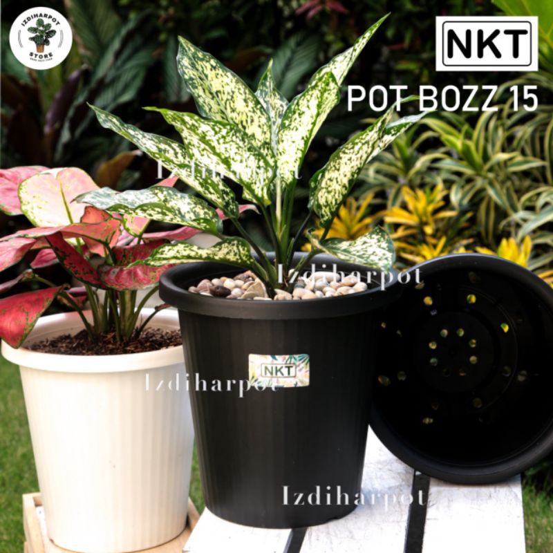 pot bunga tanaman tinggi NKT BOZZ 15 HITAM - NKT BOZZ 15 HITAM