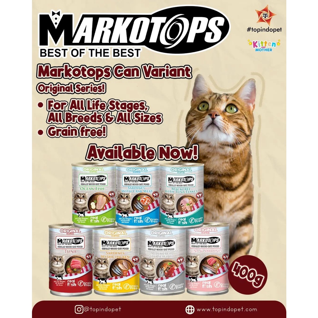 MARKOTOP Kaleng 400 Gram Kitten Mother Cranberry Series All Varian Makanan Kucing Wet Cat Food