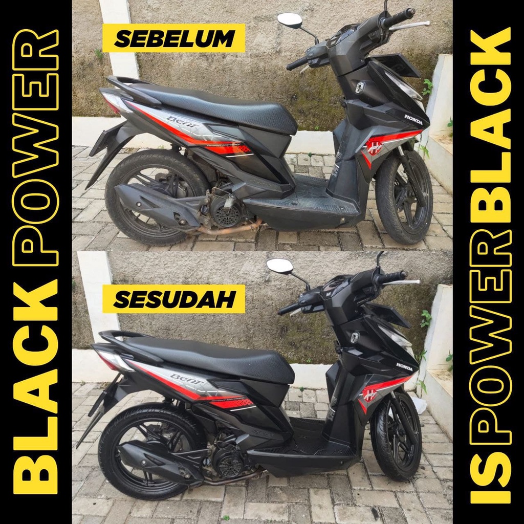 Black Power Penghitam Permanen Body Motor dan Mobil | Penghitam Dasboard Body Kasar Perfect Black | Trim Restorer Semir Hitam Body Motor | Pengkilap Bodi Plastik Import