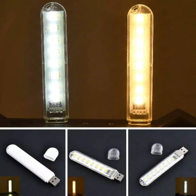 Lampu 8 LED MATA SUPER TERANG EMERGENCY LAMP SOUVENIR power usb portable baca Malam powerbank mini