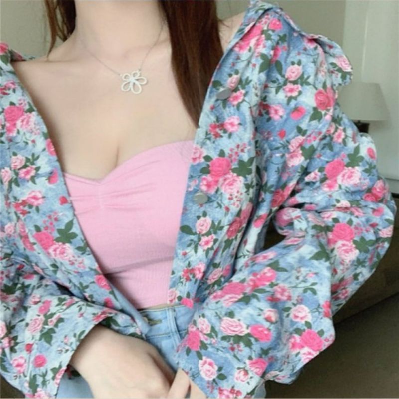 MDLV ~ 2012# Roseanne Printed Jeans Jaket Women Jaket Jeans motif Bunga Jakaet Jeans Premium Jaket Jeans Import Fashion Import