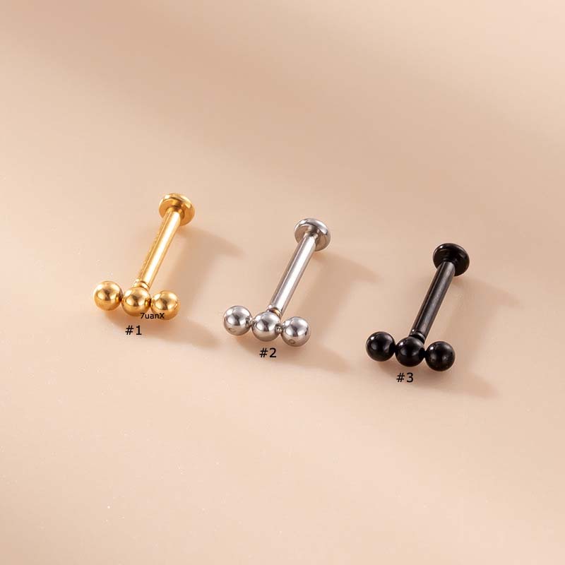 1pc Anting Tindik Bibir 16 Bola Stainless Steel Untuk Priawanita