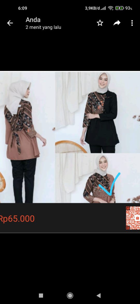 Tey-17 Batik Wanita Asj Sa Hrb026 Kenongo Kemeja Tosca Pendek