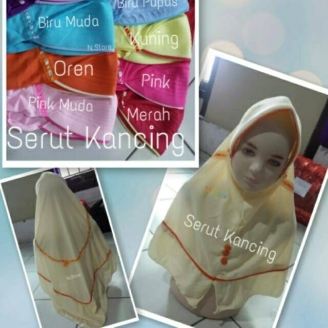 Jilbab Instan Kaos Anak Sekolah Serut Kancing Innova / Jilbab Anak Serut Innova / Kerudung Anak