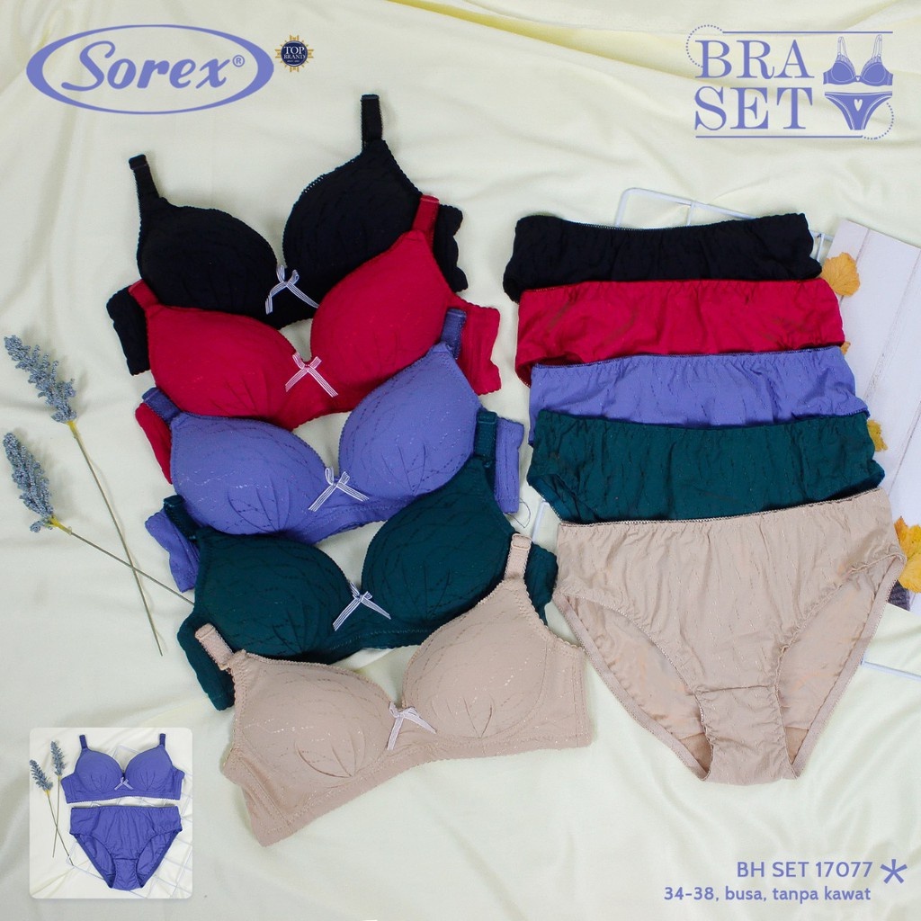 Bra SET Sorex 17077 / Busa Tanpa Kawat Setelan Bh + Cd Kado Seserahan Nikah | Bwr IX