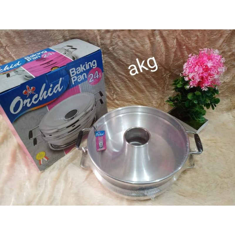 Baking Pan Orchid 24 cm Untuk 6 Telur Bahan Aluminium / Alat pengukus kue Bolu