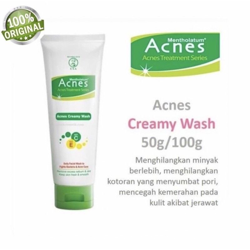 Acnes creamy wash 50 gram ( pembersih wajah kulit jerawat )