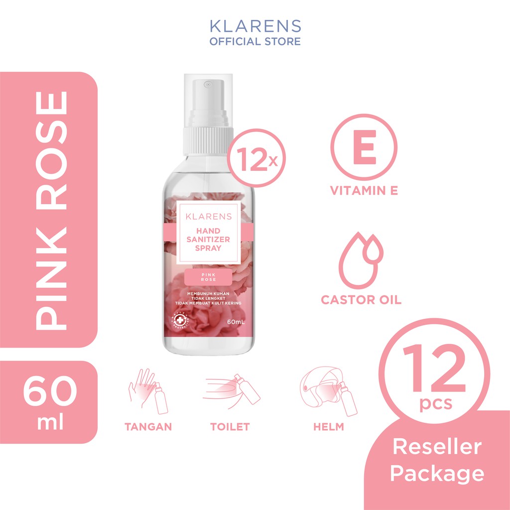 Klarens Hand Sanitizer Spray Pink Rose 12pcs Shopee Indonesia