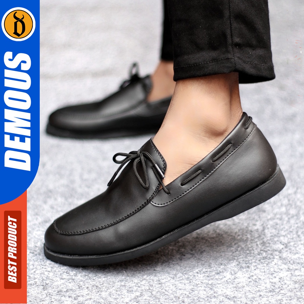 Sepatu Formal Pria Sepatu Casual Pria Kulit Pu Slop Sepatu Pantofel Kerja Kantor Kuliah Kondangan Sepatu Hitam Pria DEMOUS ELDAR